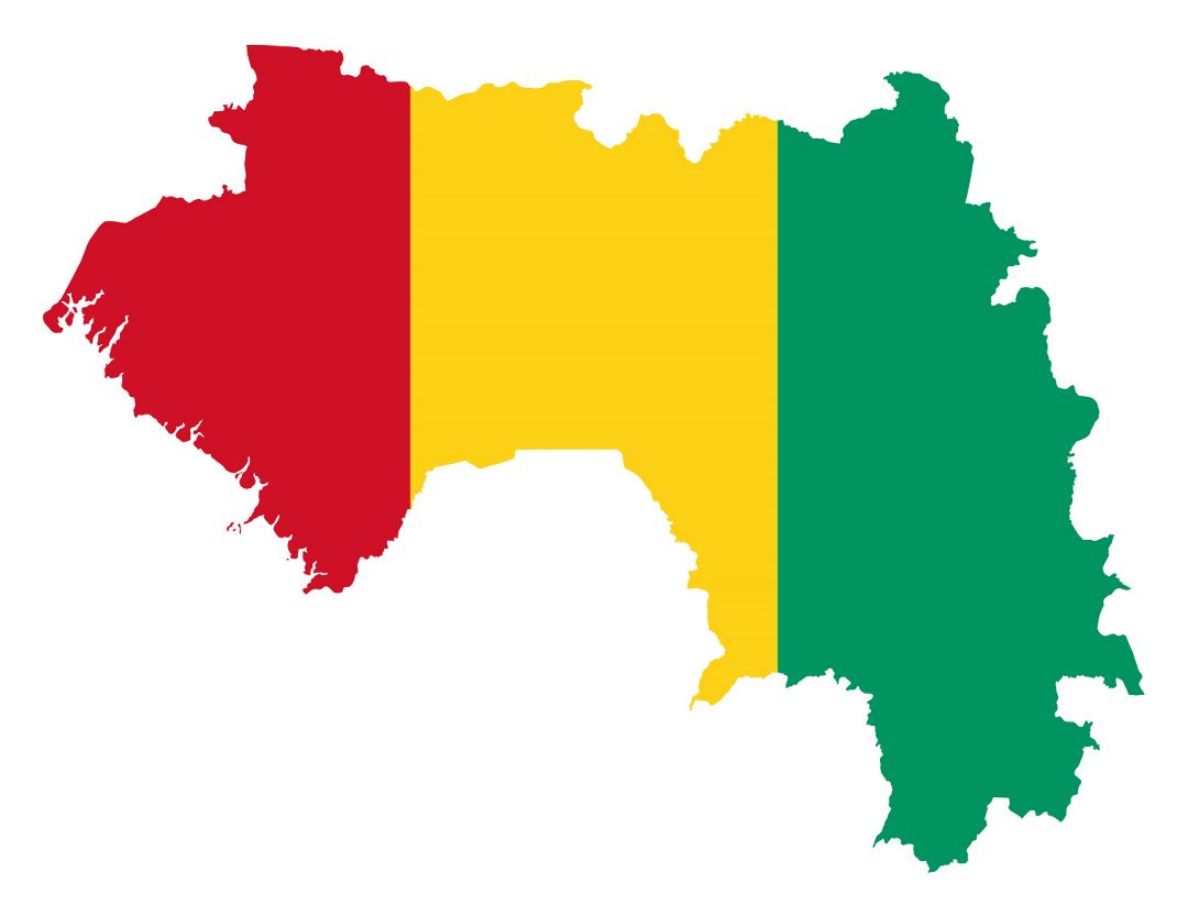 Large flag map of Guinea