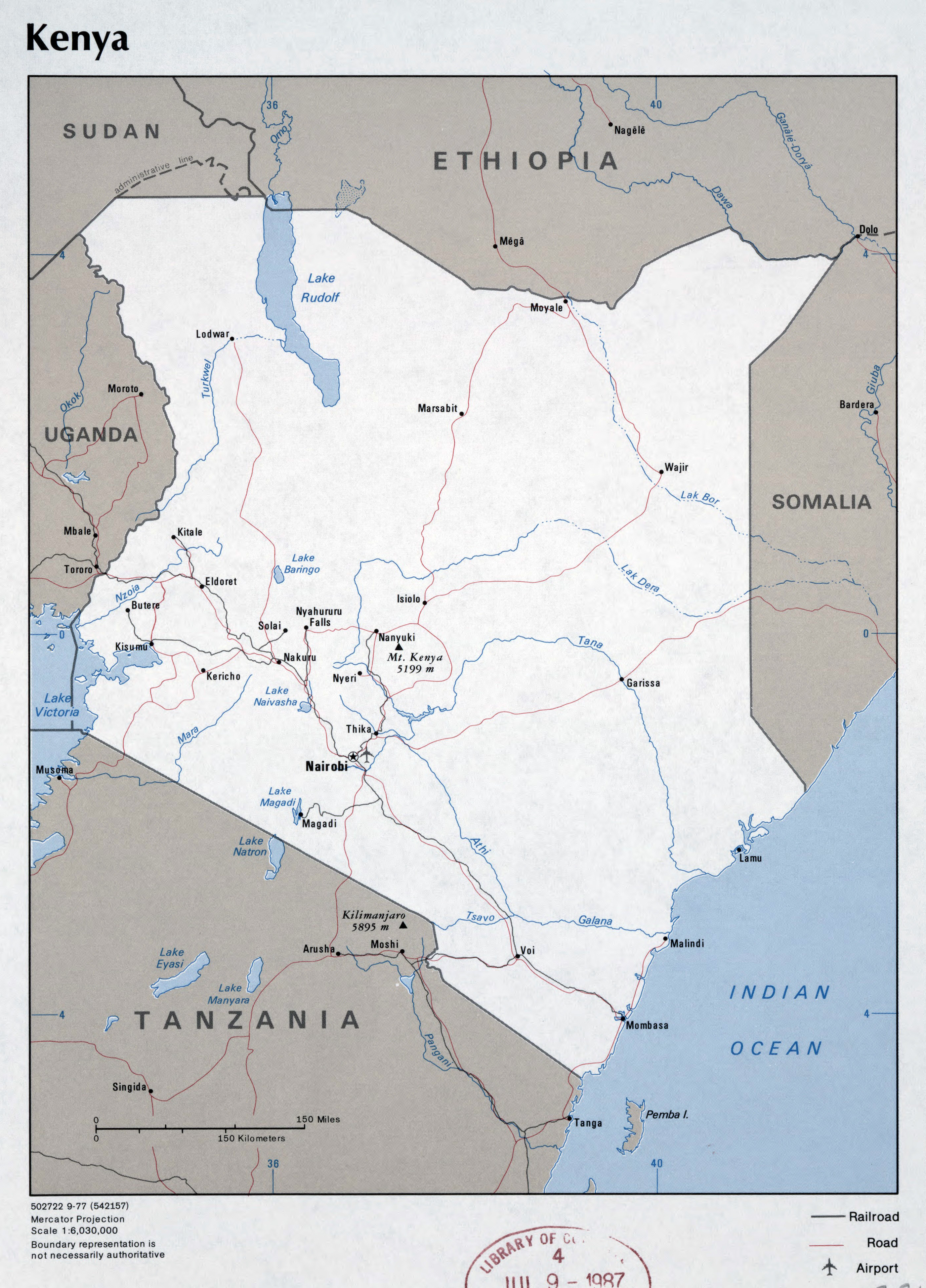 Large detailed political map of Kenya with roads, major cities and ...