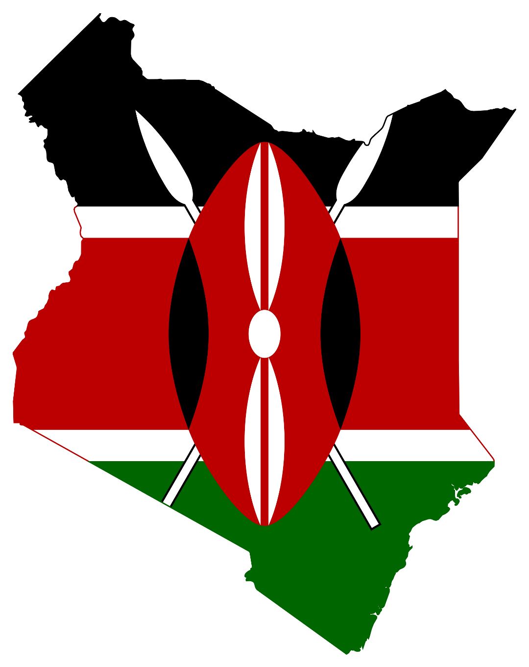 Large flag map of Kenya