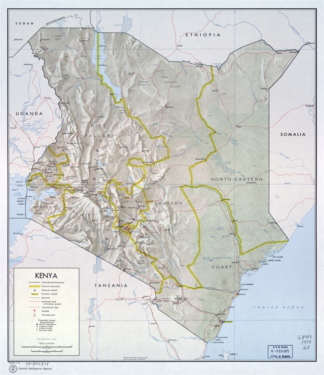 Large Scale Political And Administrative Map Of Kenya With Relief