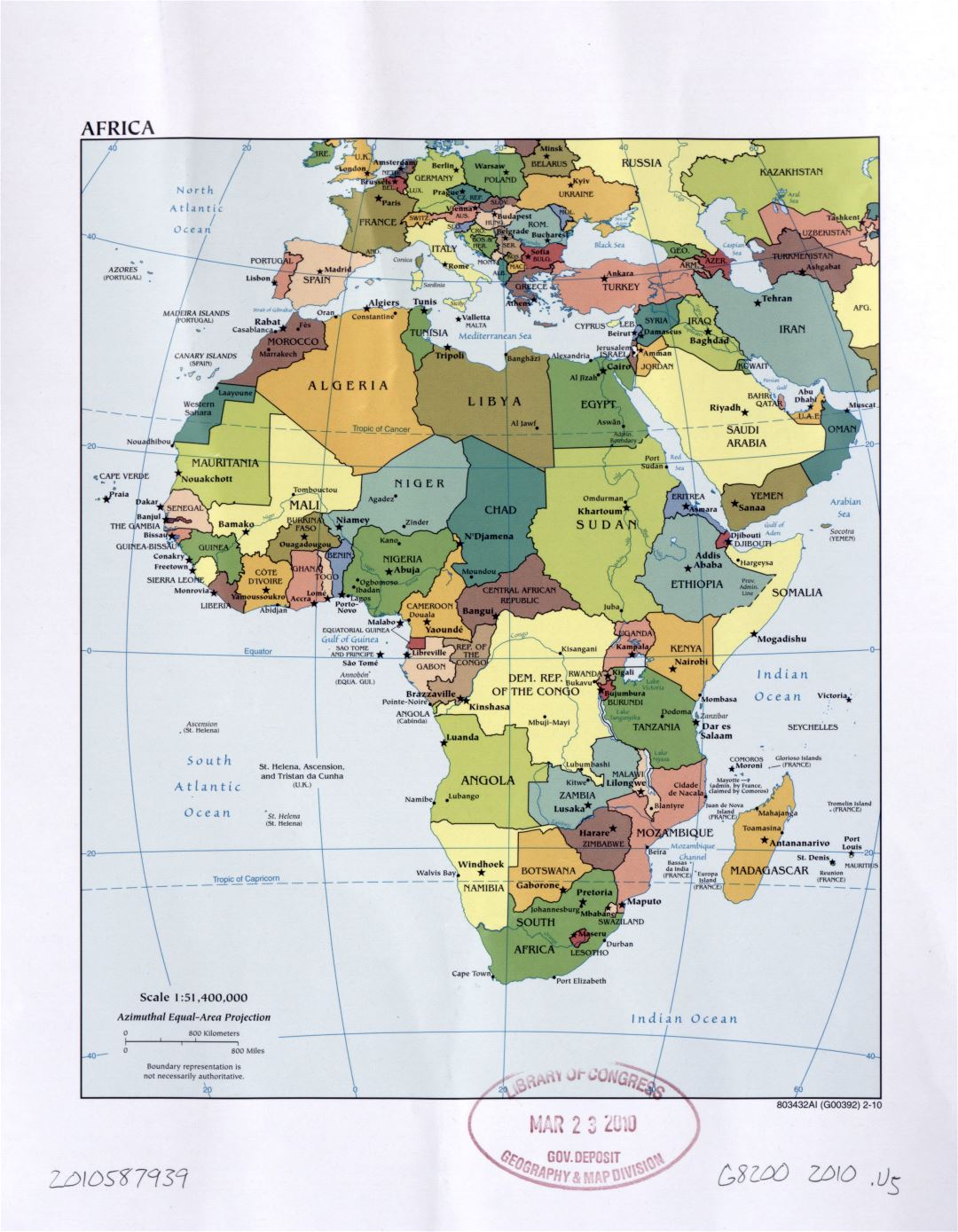 Large Detailed Political Map Of Africa With Marks Of Capital Cities