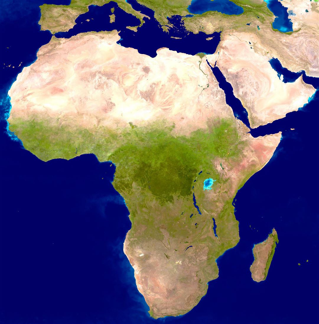 Large detailed satellite map of Africa