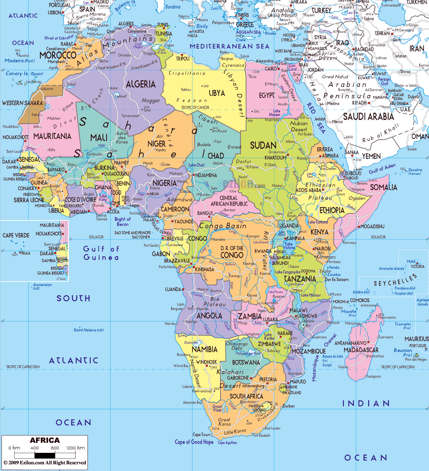 Large Political Map Of Africa With Major Roads Capitals And Major 