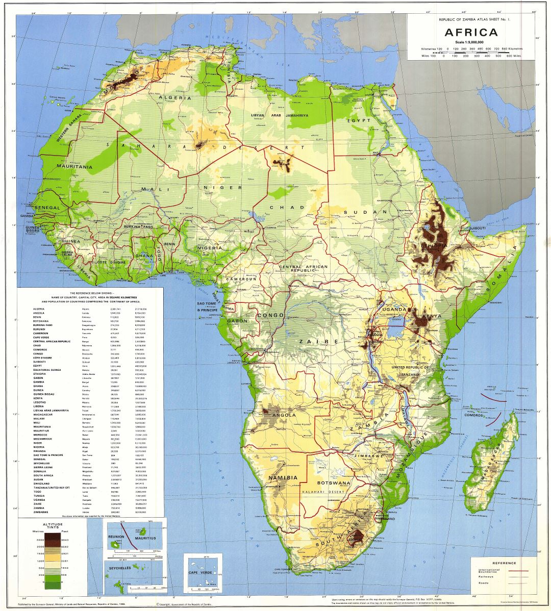 Large scale detailed physical and political map of Africa