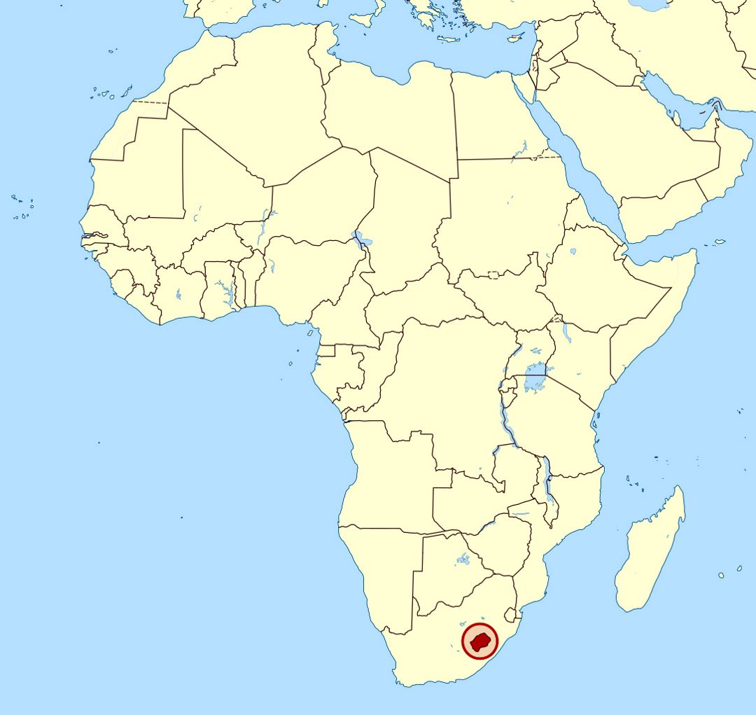Detailed location map of Lesotho in Africa