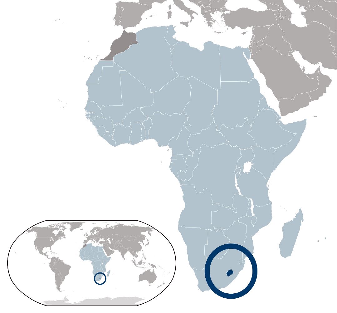 Large location map of Lesotho