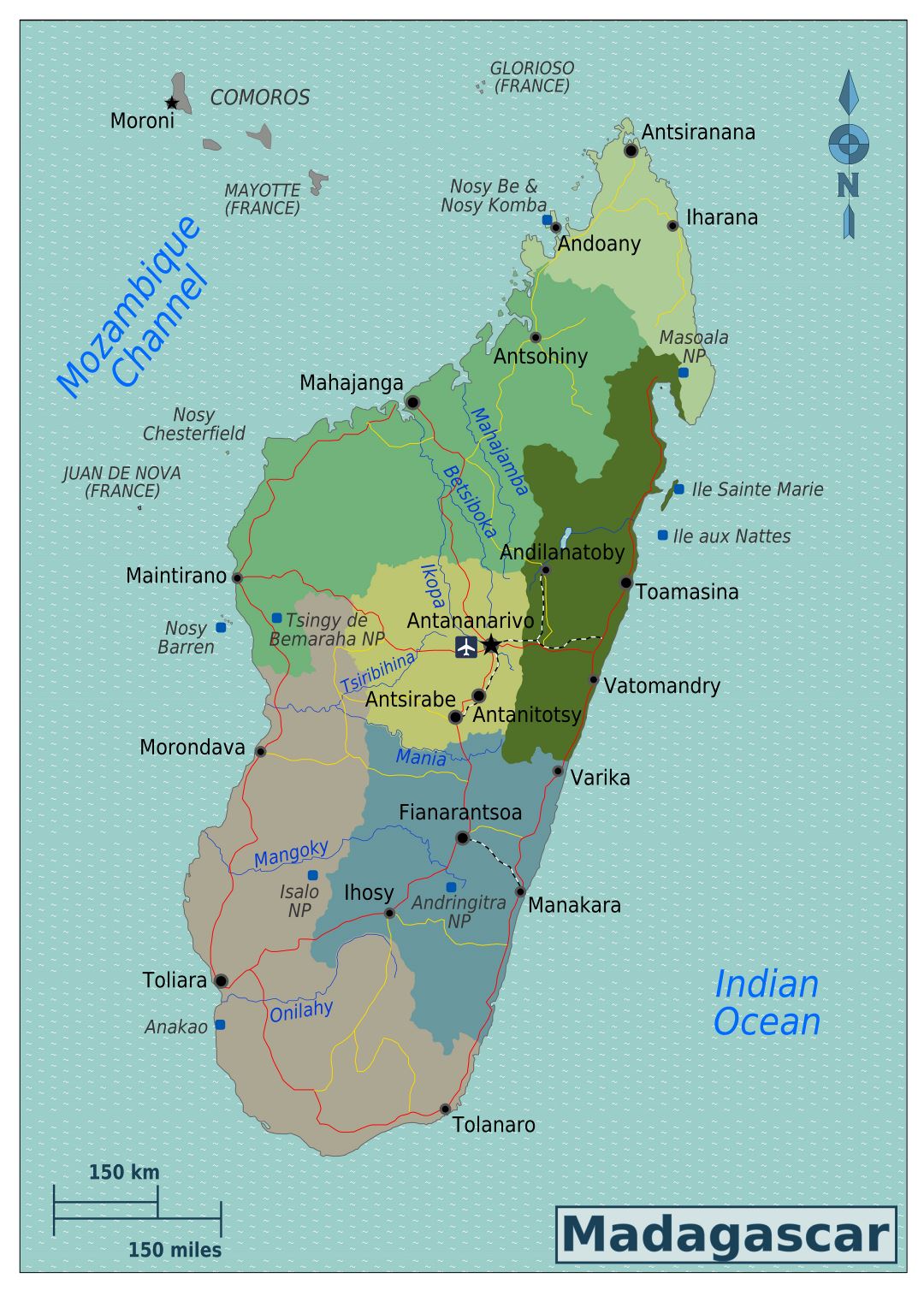 Large regions map of Madagascar