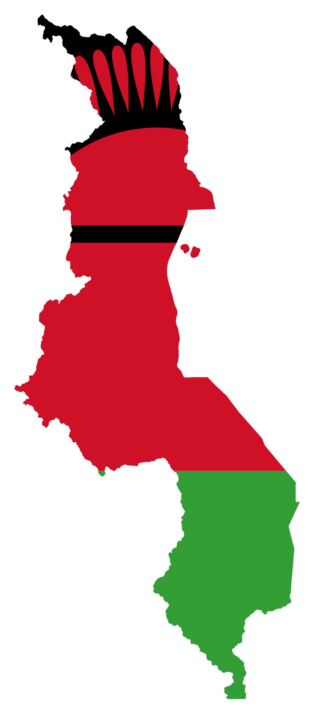 Large flag map of Malawi