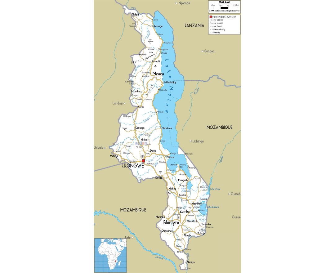 Maps Of Malawi Collection Of Maps Of Malawi Africa Mapsland 