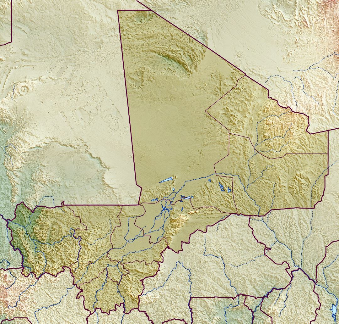 Large relief map of Mali