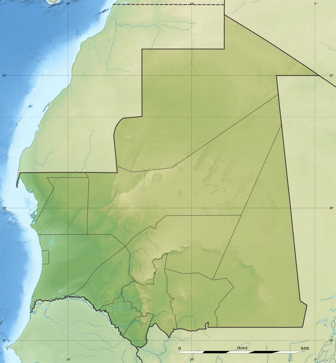 Large relief map of Mauritania