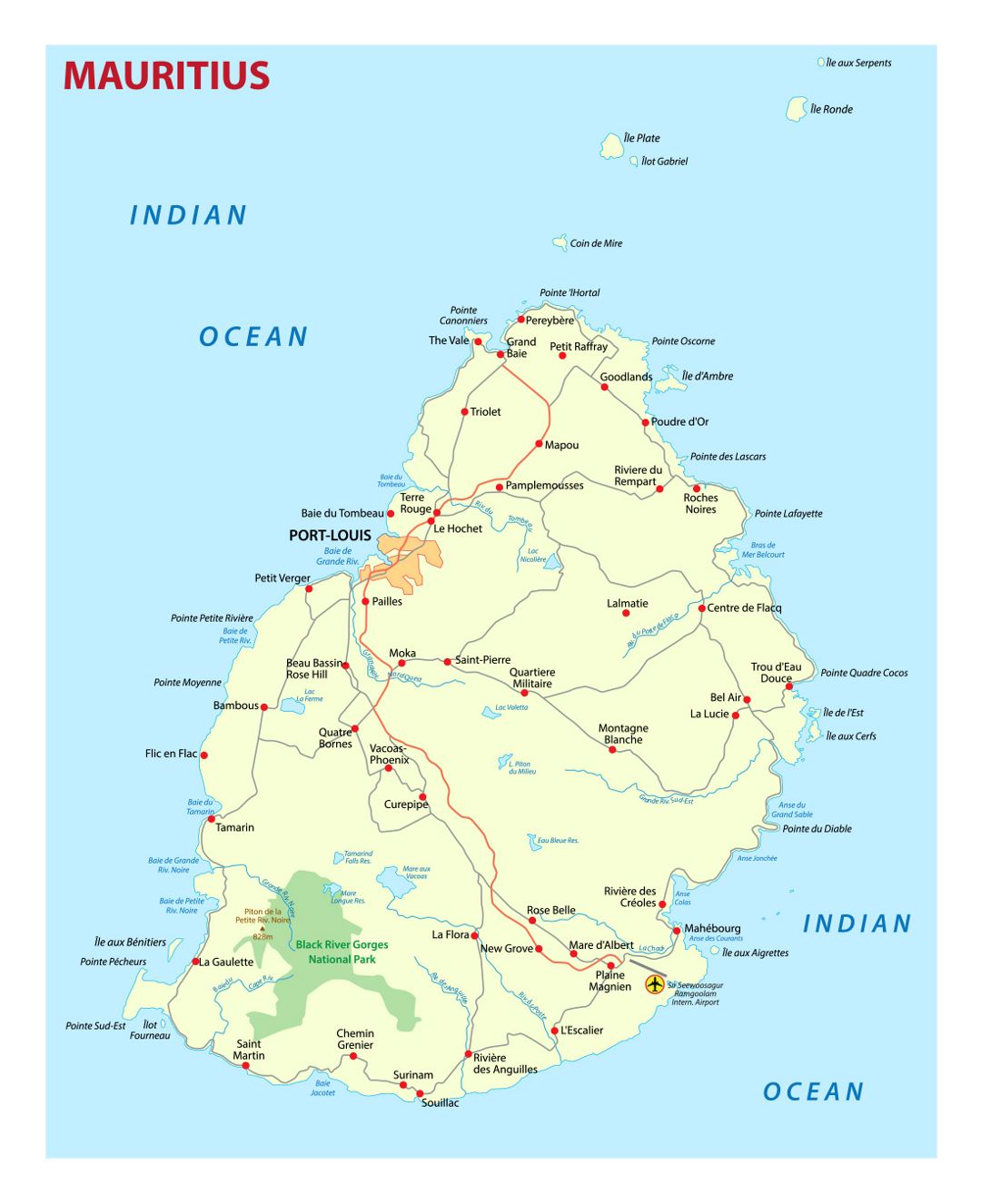 tourist detailed map of mauritius