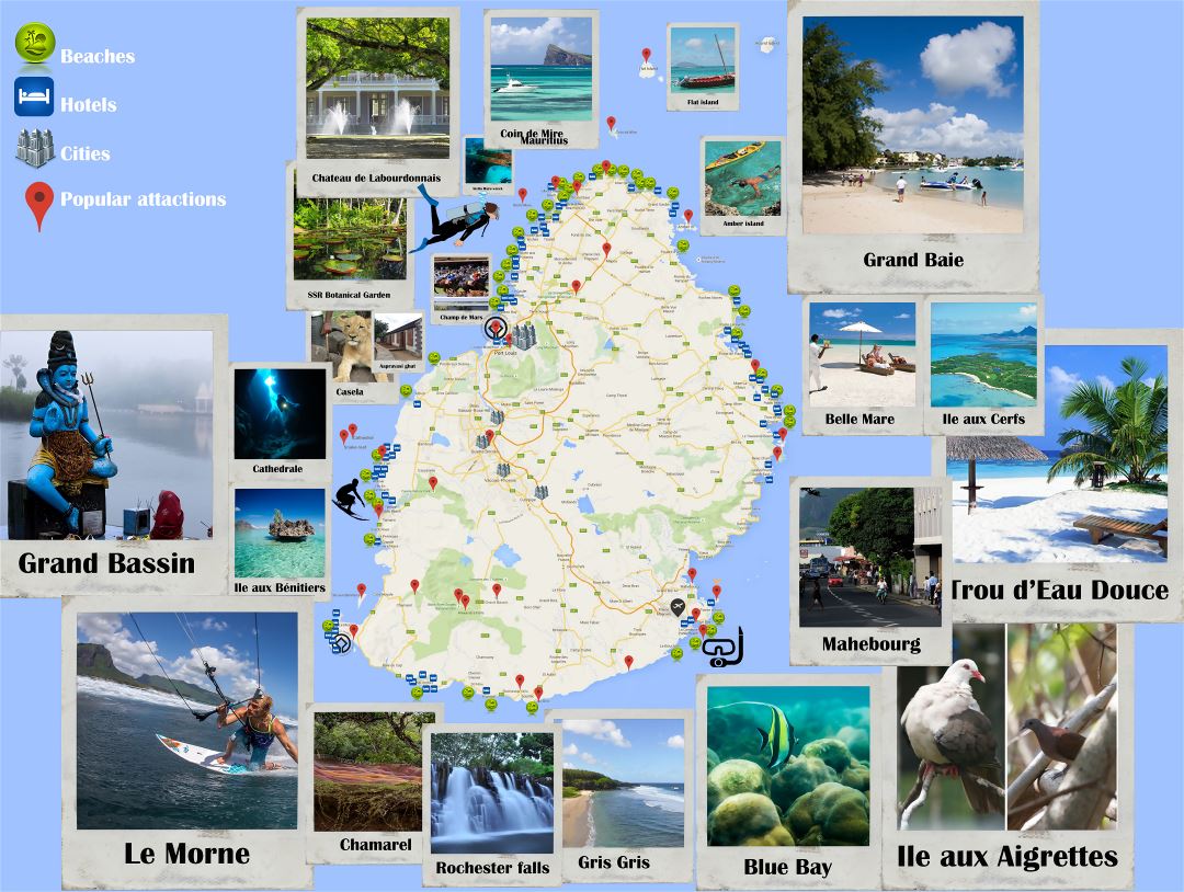 Large tourist map of Mauritius