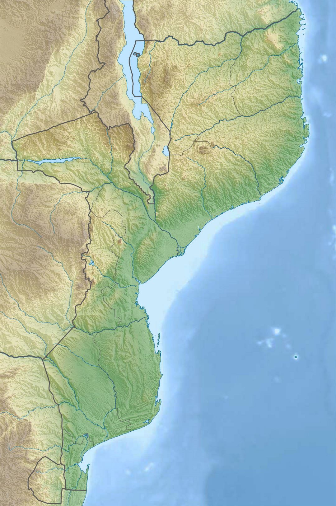 Large relief map of Mozambique