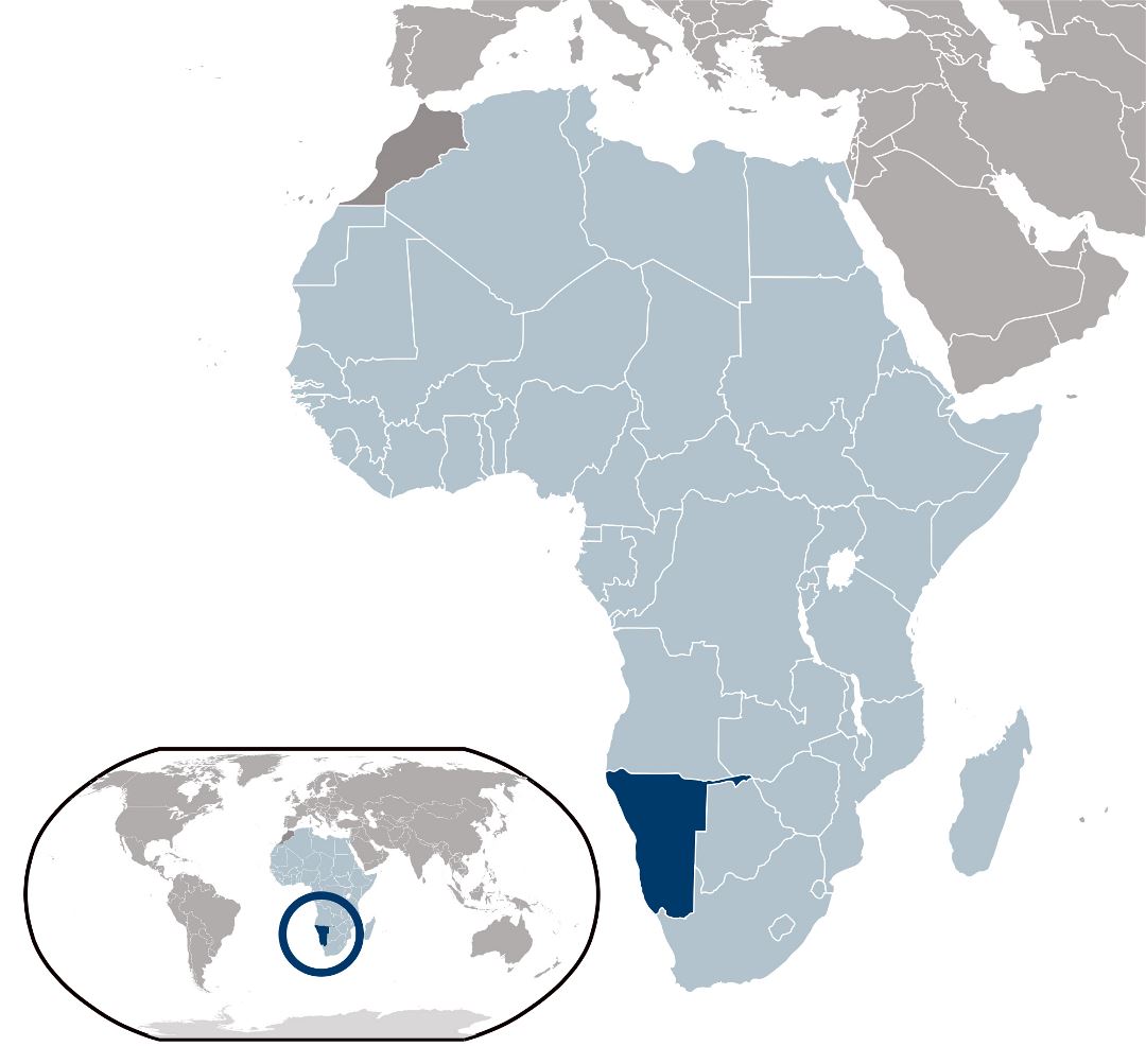 Large location map of Namibia