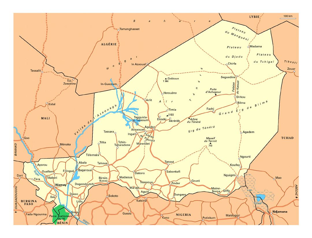 Detailed Road Map Of Niger With Cities Niger Africa Mapsland