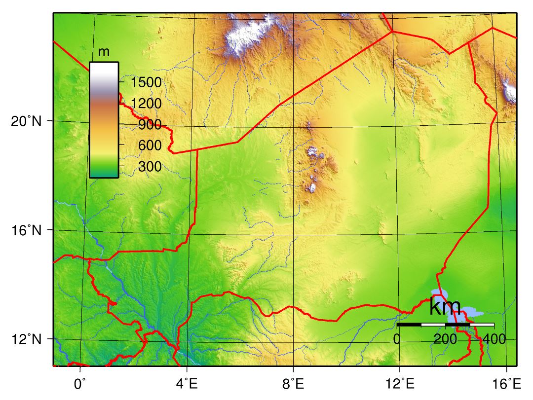 Large physical map of Niger