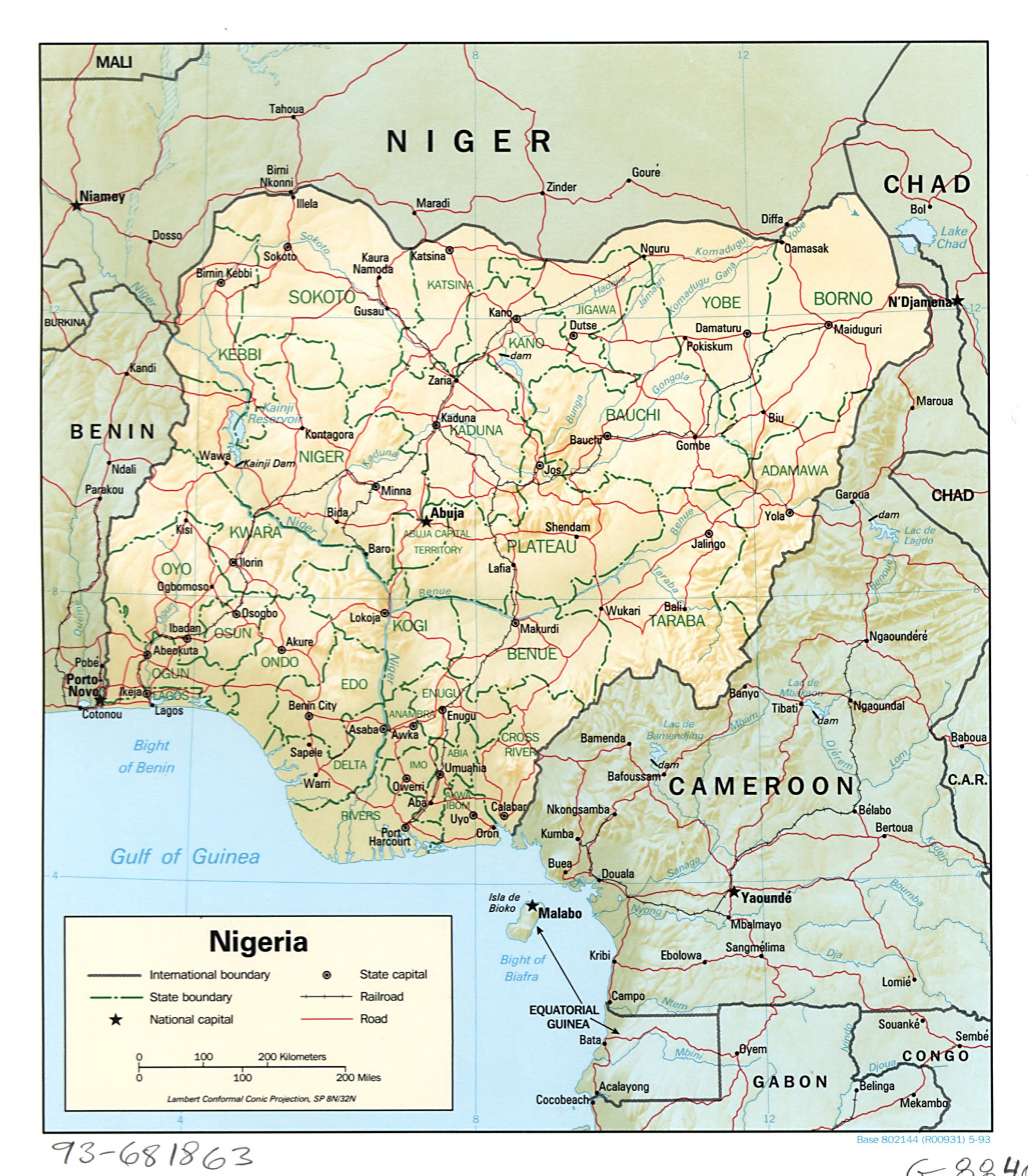 Large Detailed Political And Administrative Map Of Nigeria With Relief