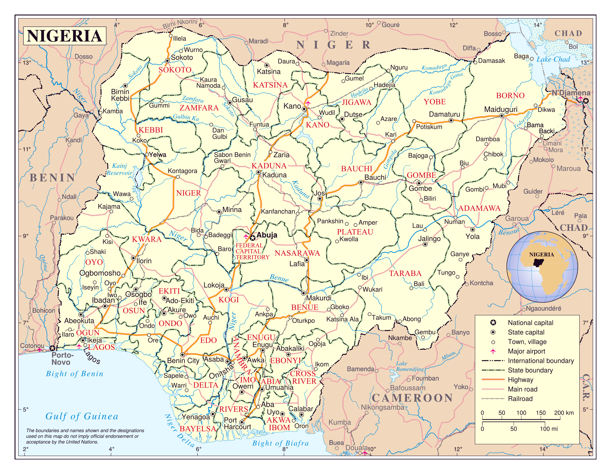 Administrative Map Of Nigeria