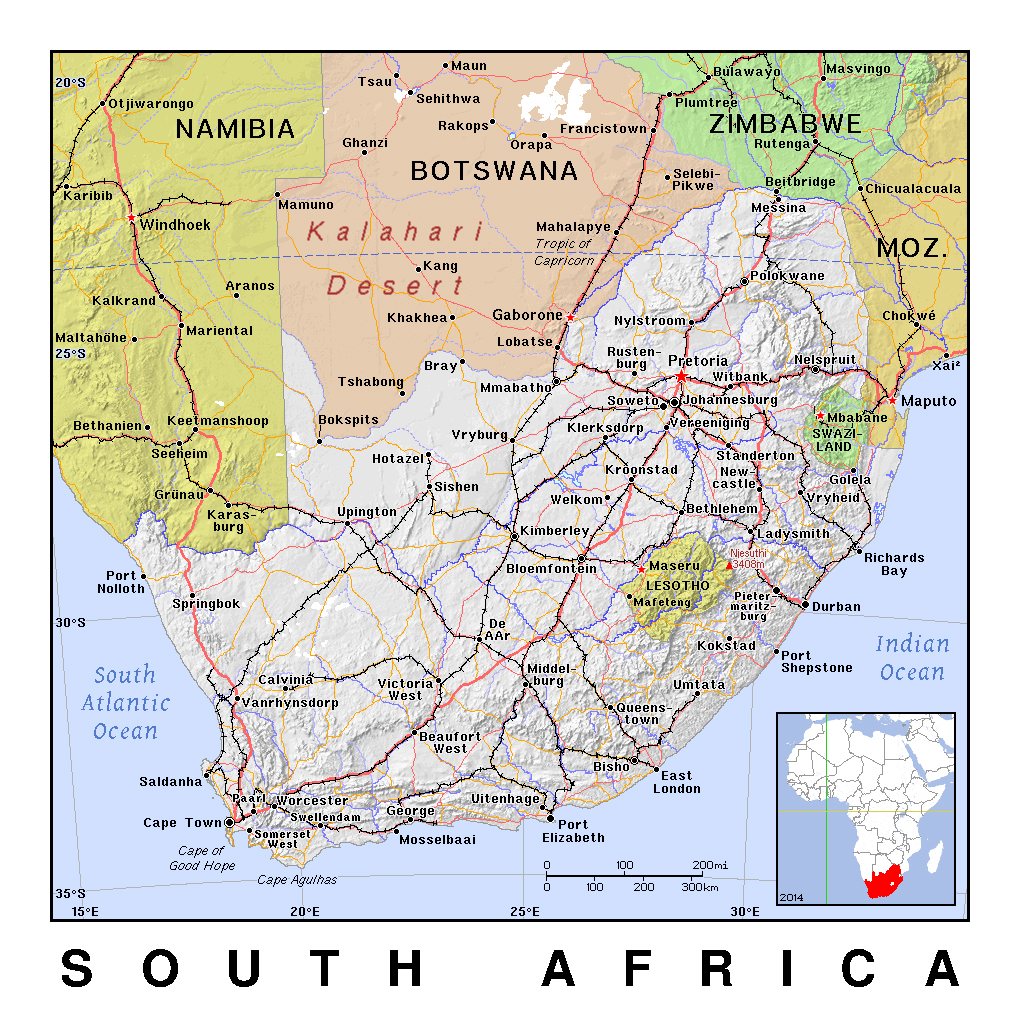 South Africa Relief Map