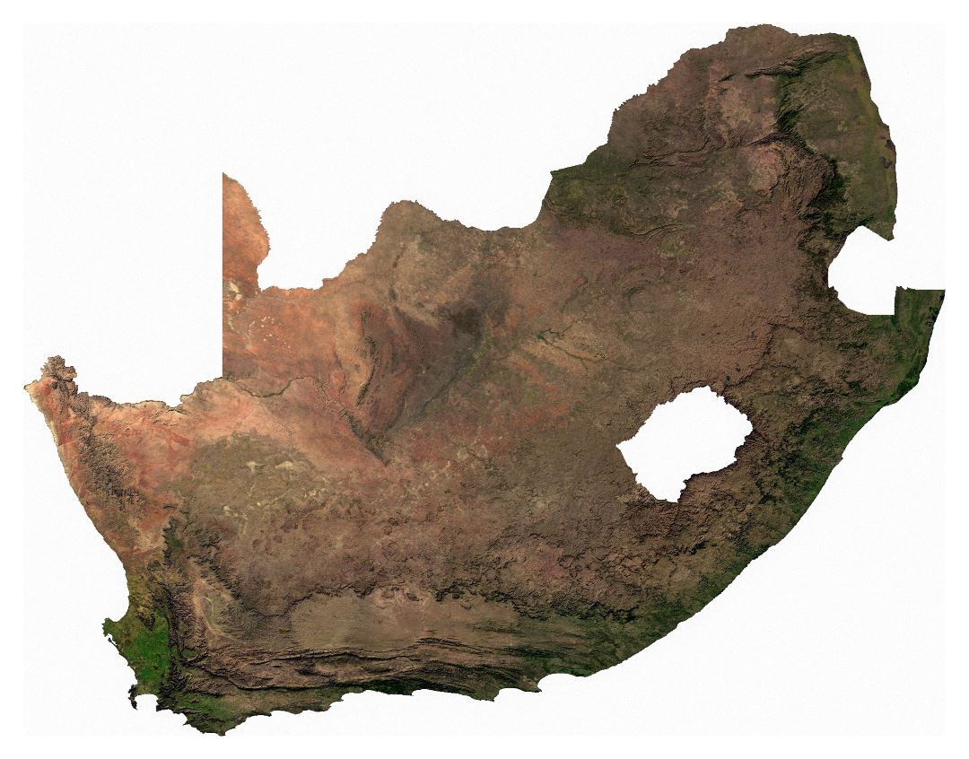 Large detailed satellite map of South Africa