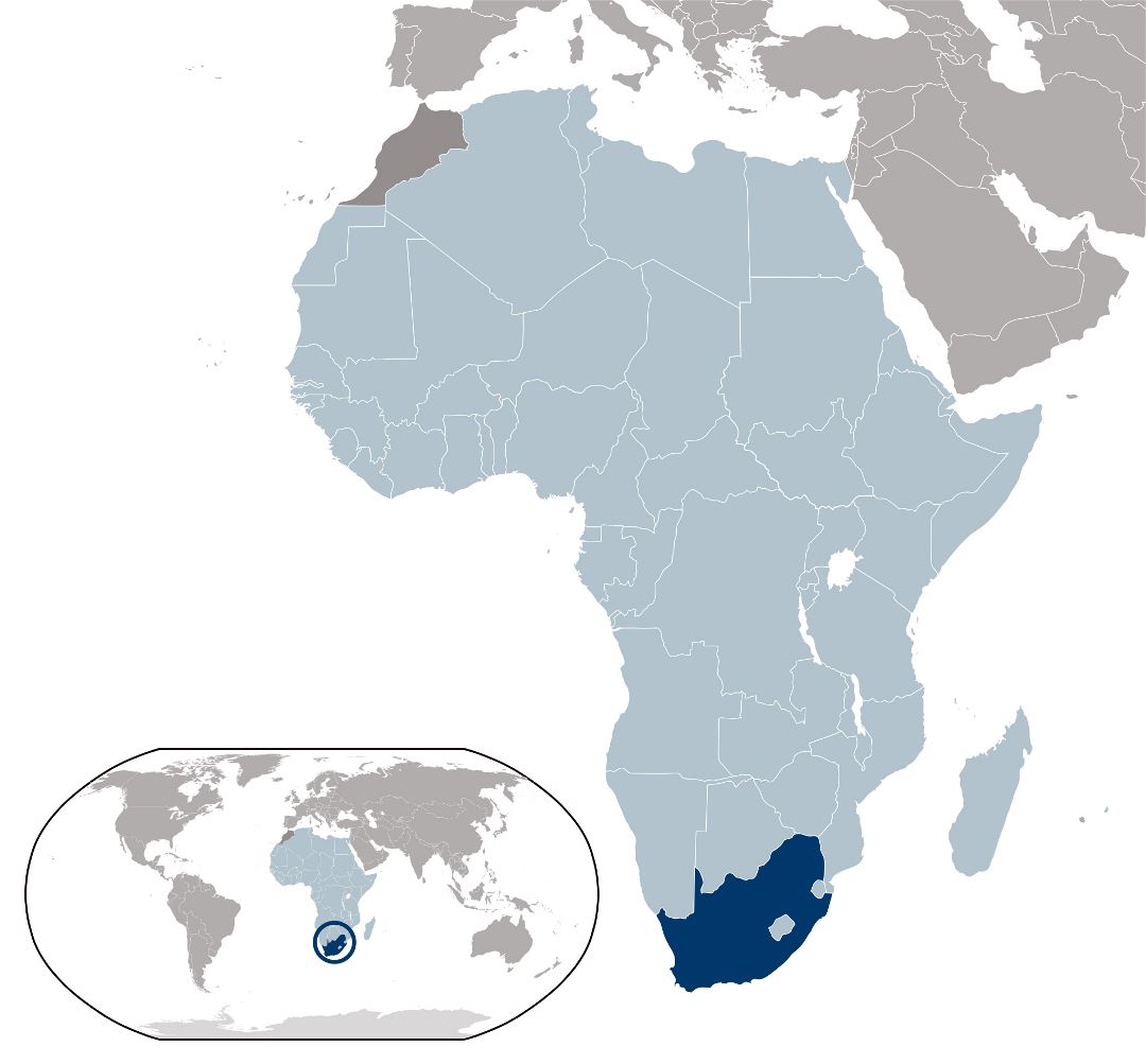 Large location map of South Africa