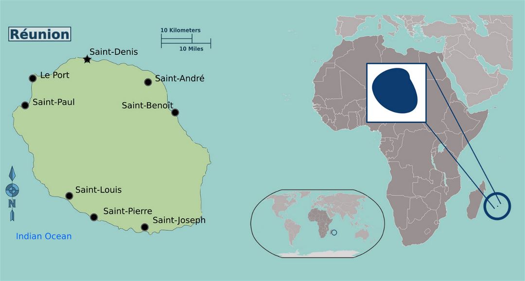 Detailed political map of Reunion