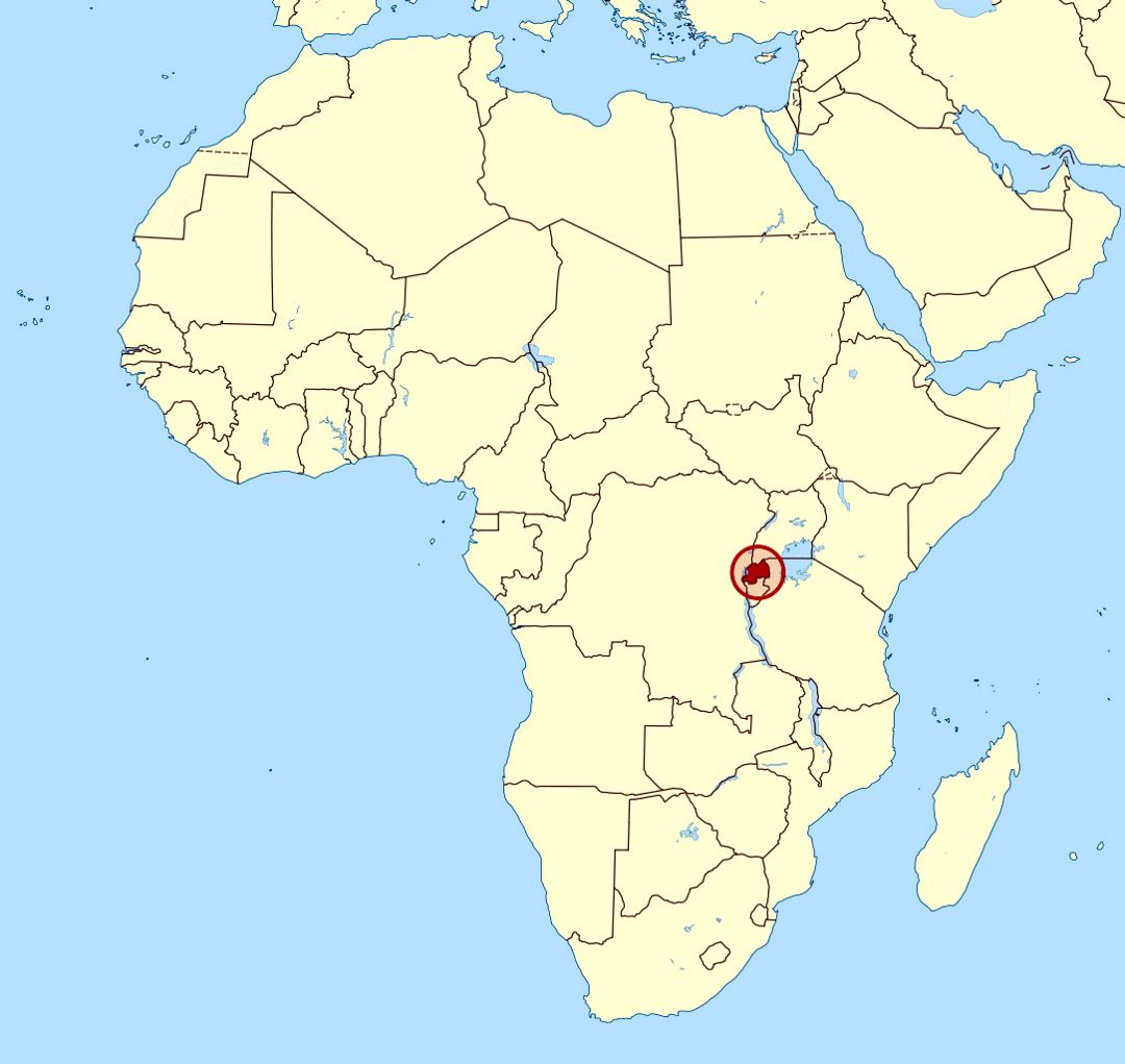 Detailed location map of Rwanda in Africa