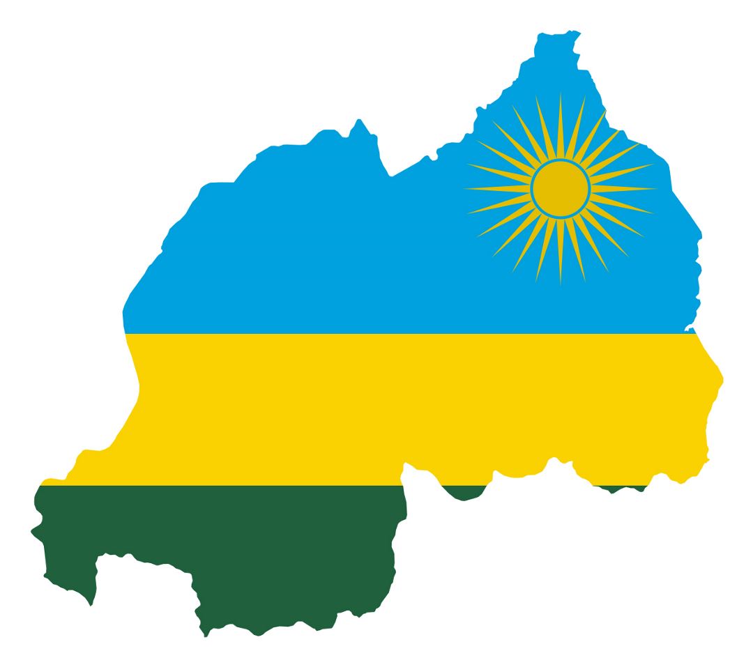 Large flag map of Rwanda