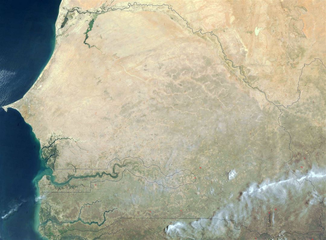 Large satellite map of Senegal