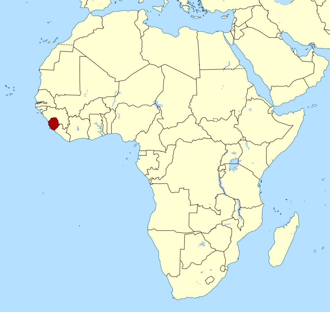 Detailed location map of Sierra Leone in Africa