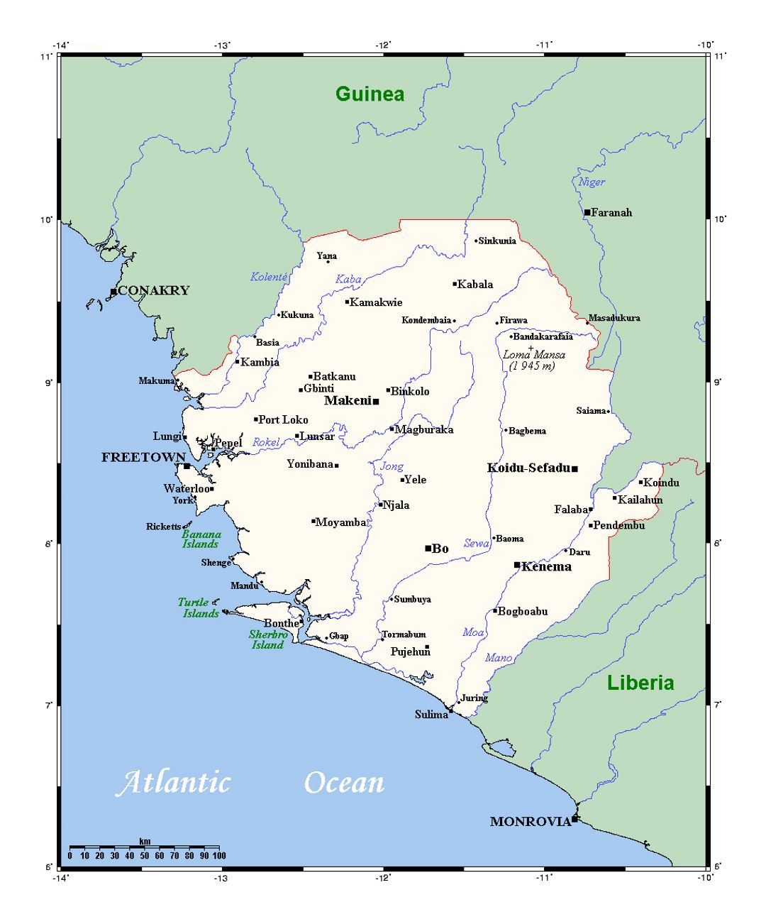 Recent Map Of Sierra Leone