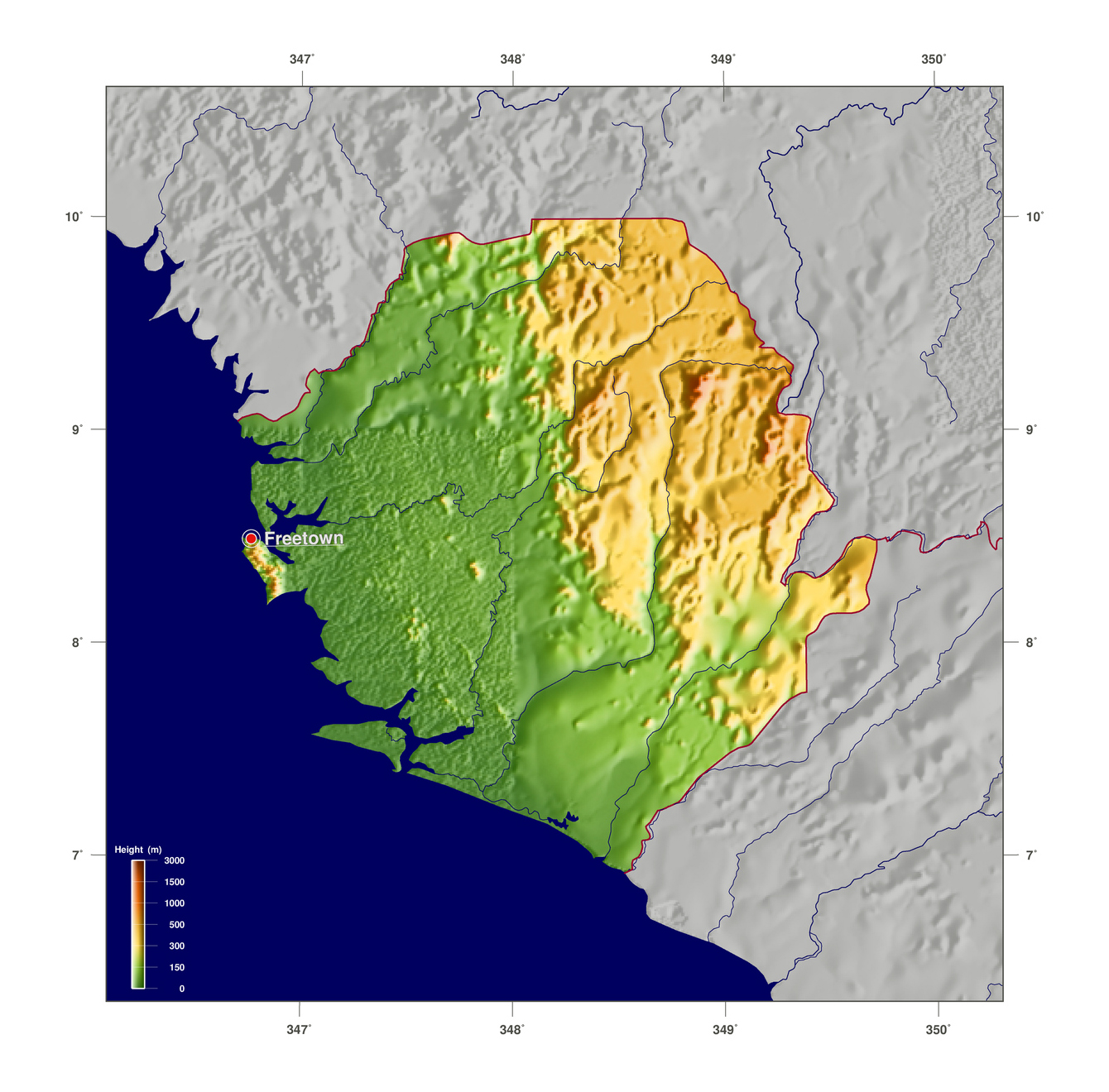 Map Of Sierra Leone Showing Districts