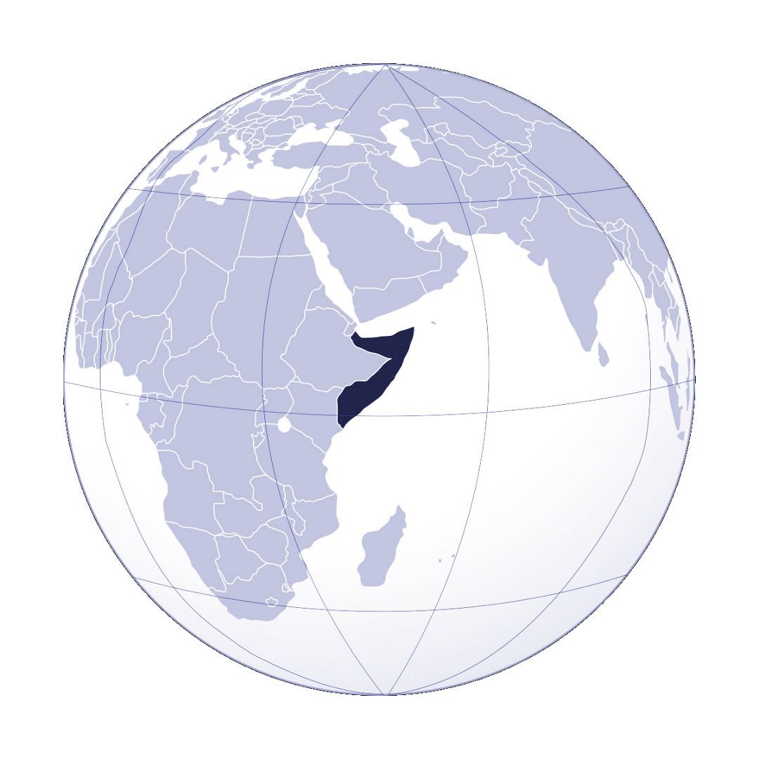Detailed location map of Somalia in Africa