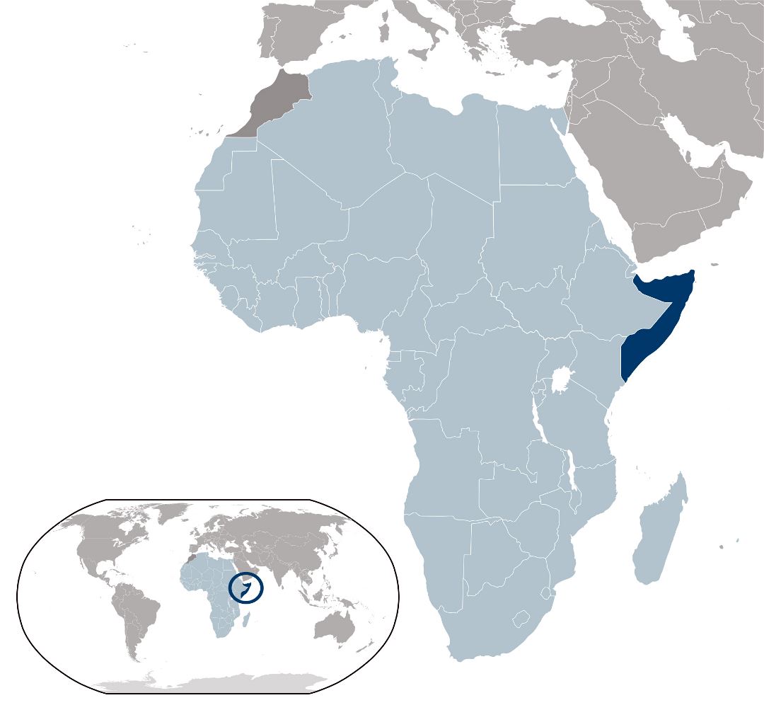 Large location map of Somalia