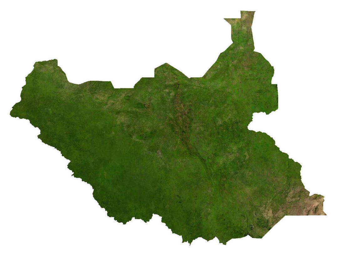 Large satellite map of South Sudan