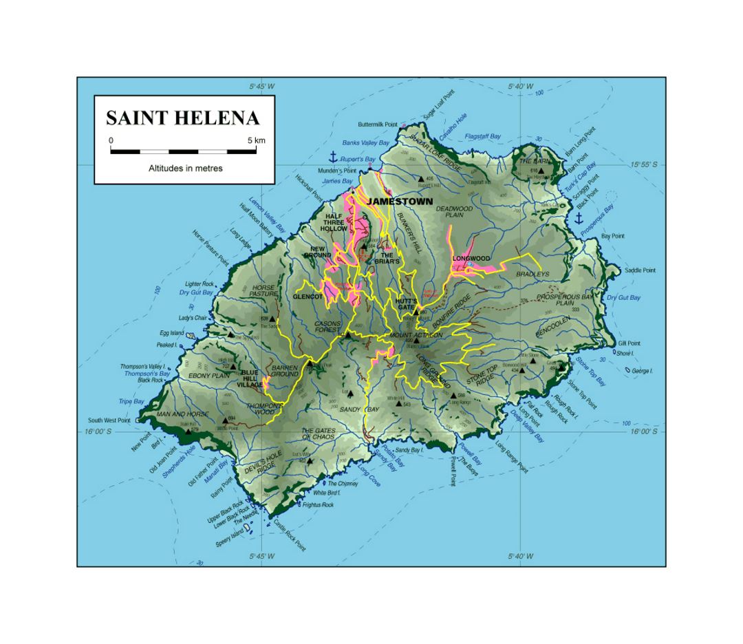 Map of St. Helena Island with other marks