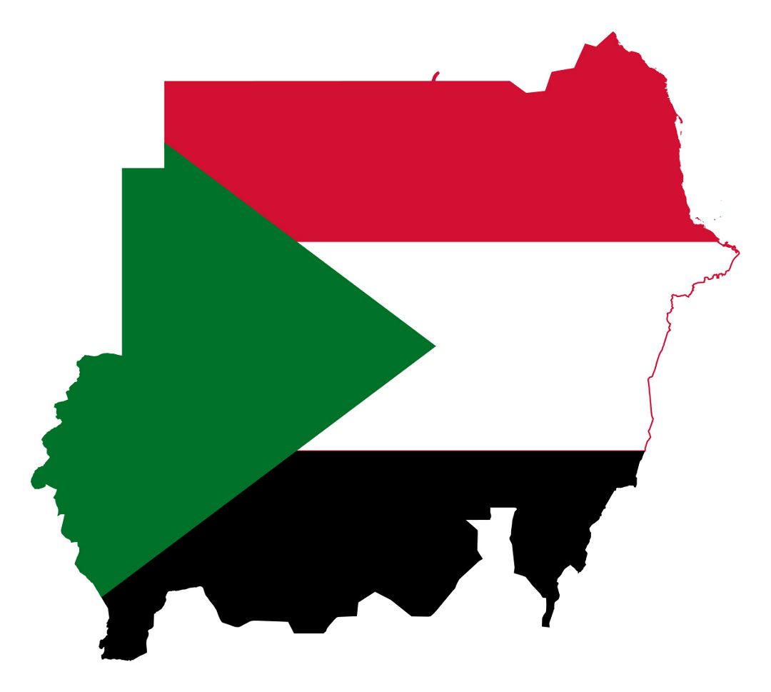 Detailed flag map of Sudan