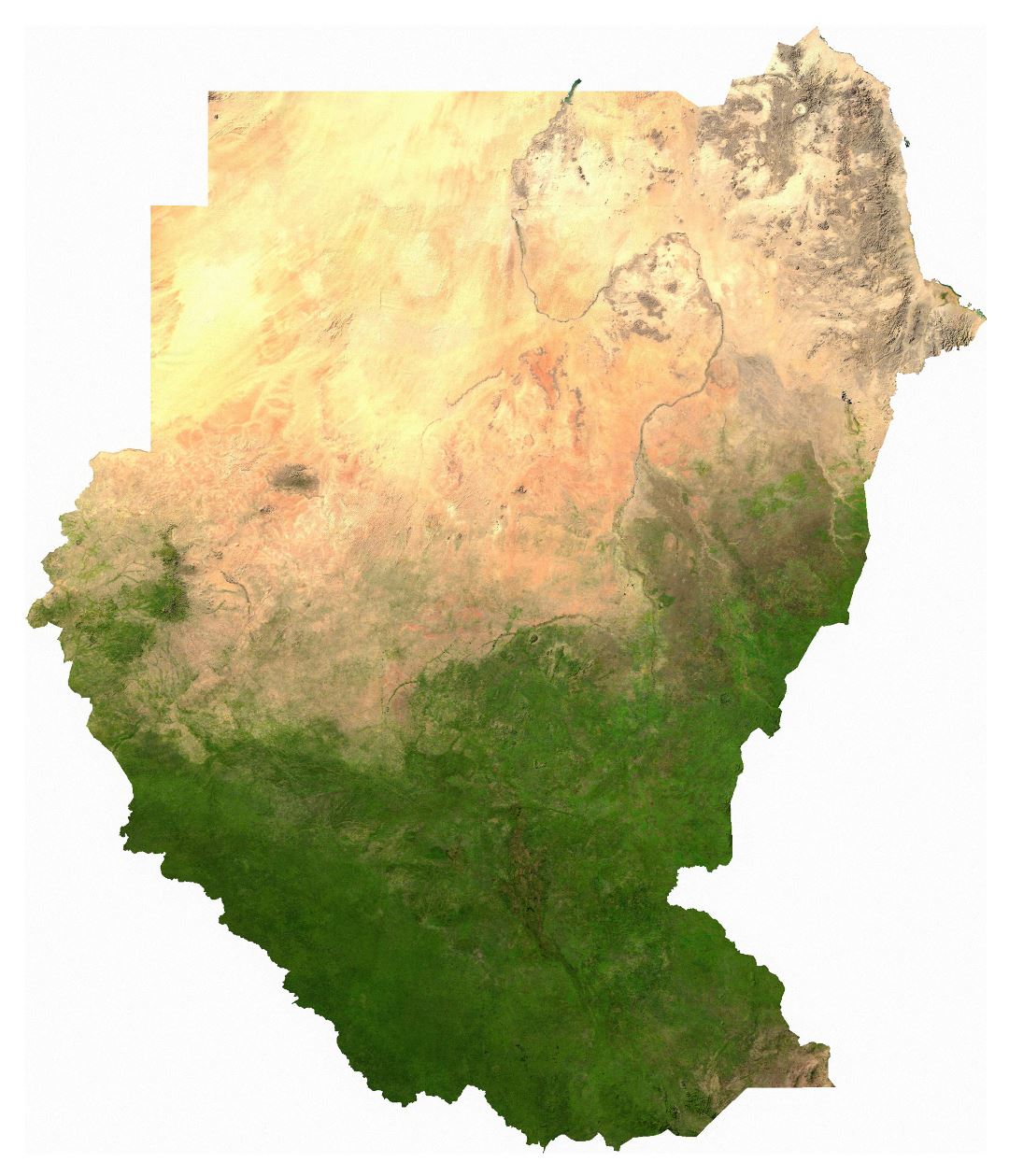 Large detailed satellite map of Sudan