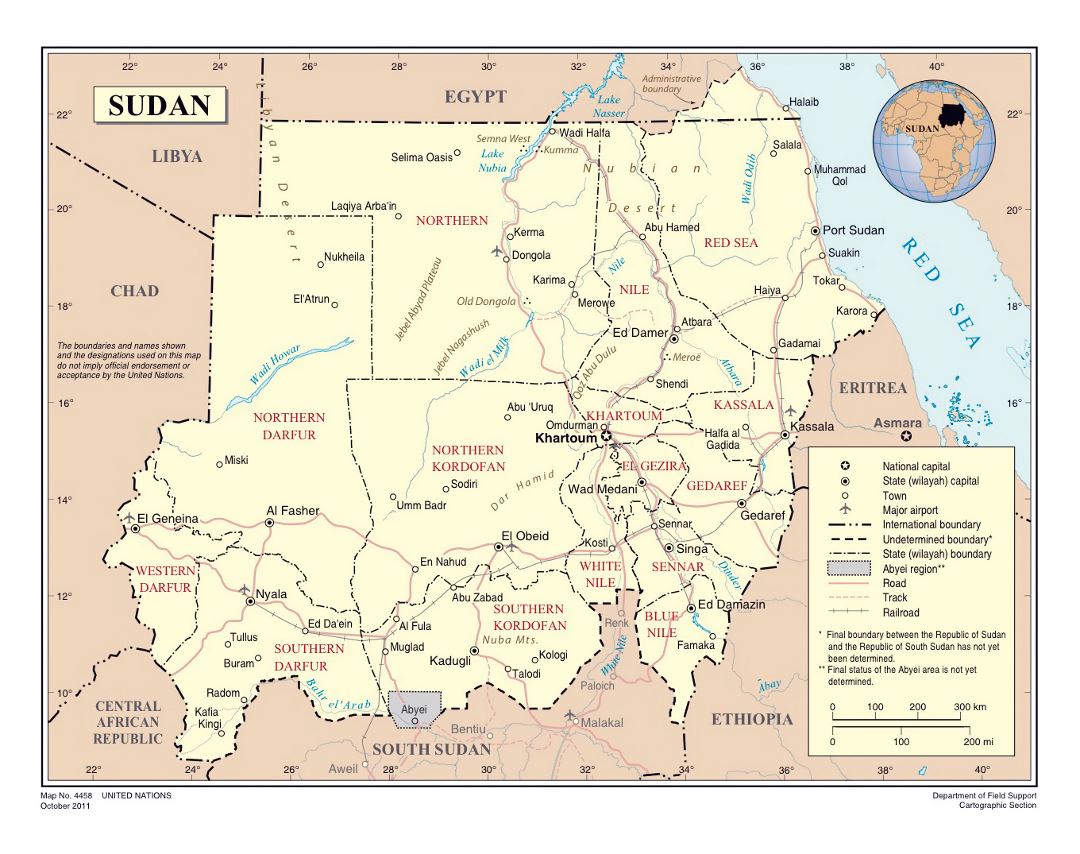 Large Political And Administrative Map Of Sudan With Roads Railroads