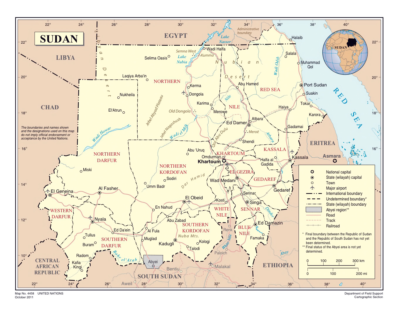 Large Political And Administrative Map Of Sudan With Roads Railroads