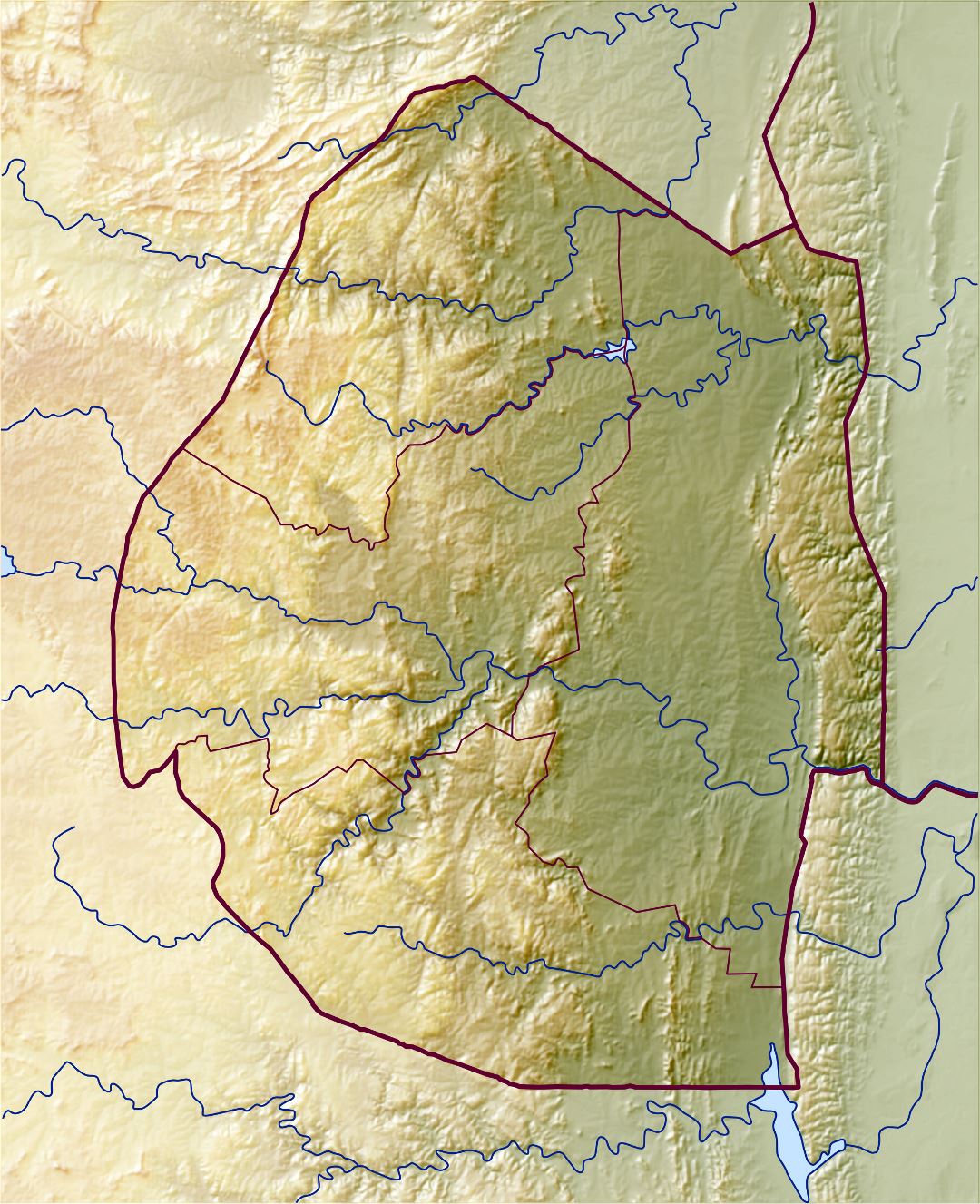 Large detailed relief map of Swaziland