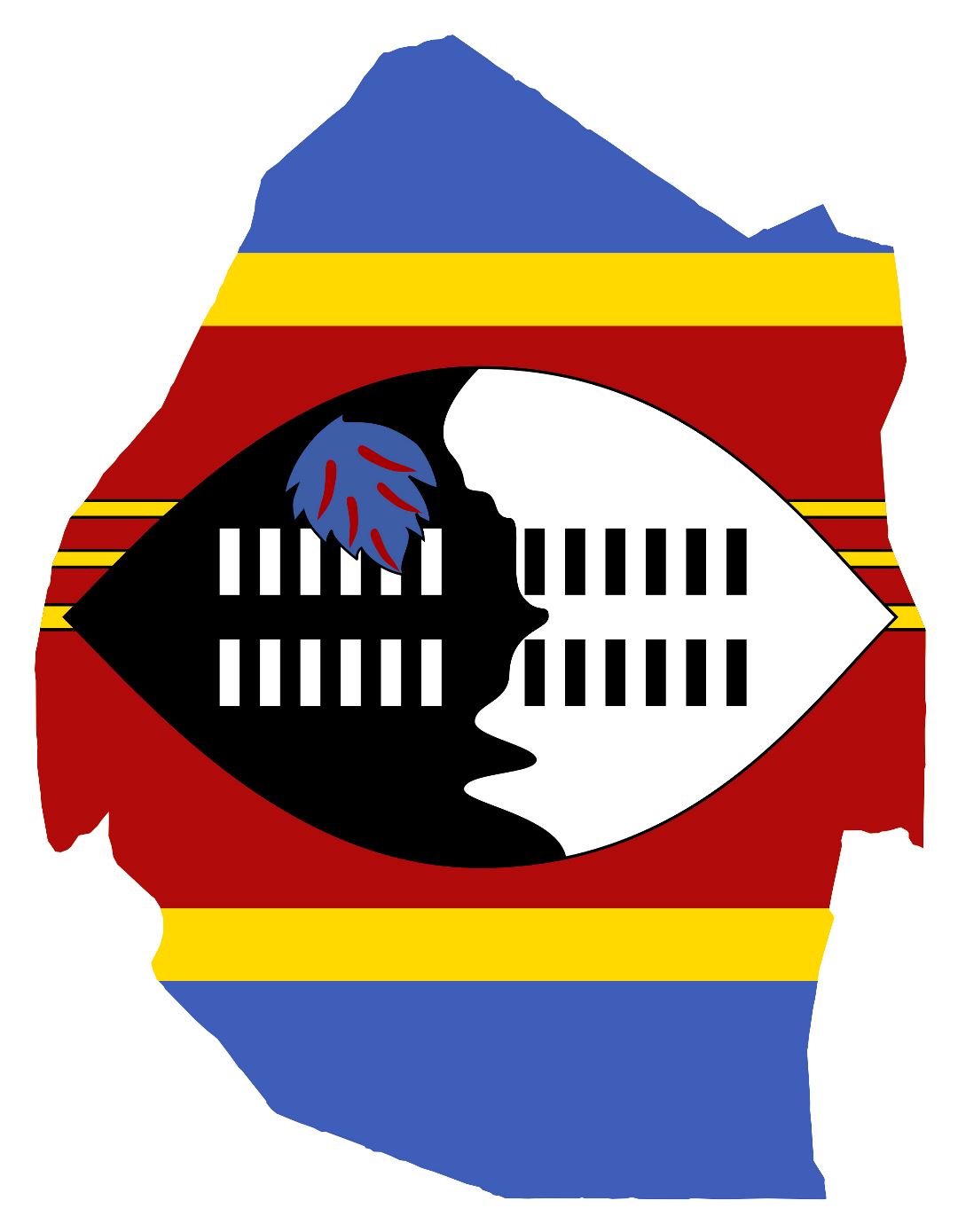 Large flag map of Swaziland