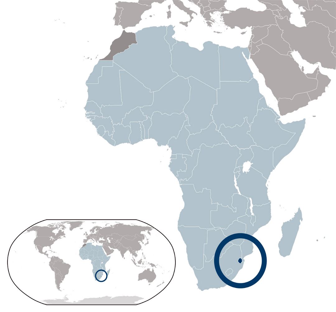 Large location map of Swaziland