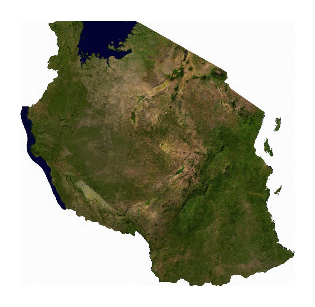Large satellite map of Tanzania