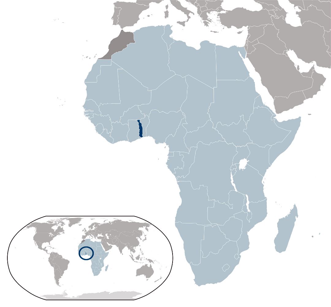 Large location map of Togo