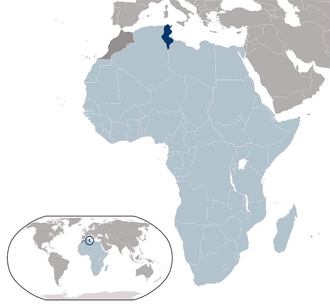 Large location map of Tunisia