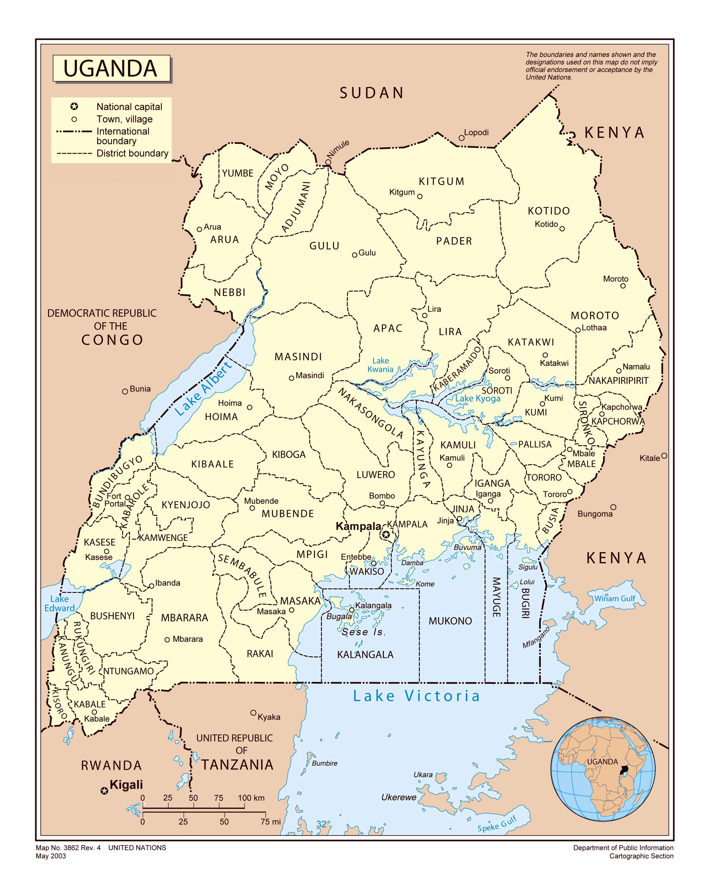 Uganda Map Of Africa - United States Map