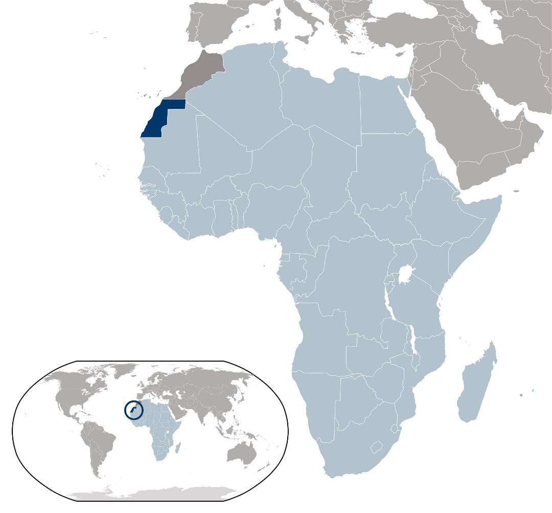 Large location map of Western Sahara