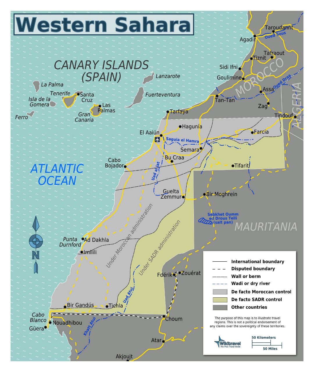 Large regions map of Western Sahara